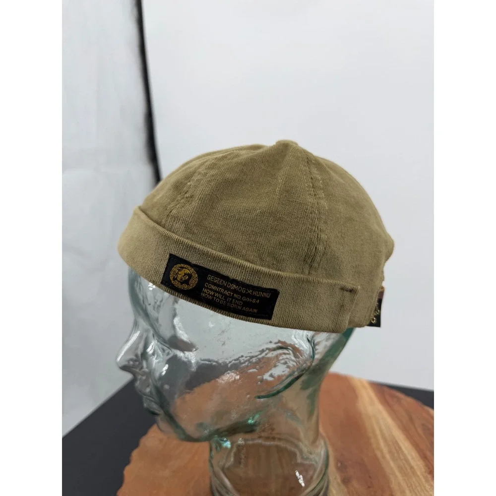 Clape Docker Cap Brimless Hat Mens OS Olive Green Corduroy Adjustable Strapback